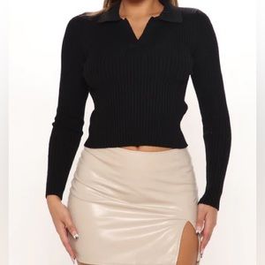 Fashion Nova Women’s Afternoon Coffee Dates Sweater Top In Black